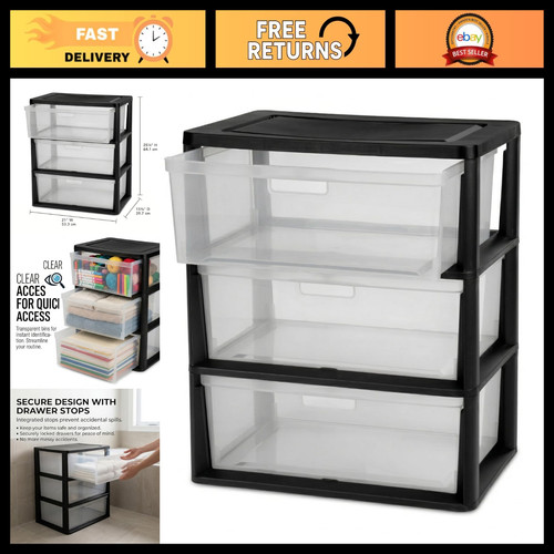 Wide drawer storage - wide, 3-drawer